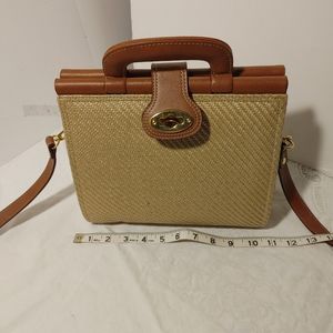Crossbody Shoulderbag Handbag Tan Tweed Look